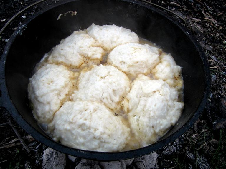 Camping and Dutch Oven Chicken and Dumplings (Using Campfire and Stove