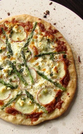 Asparagus, Potato and Goat Cheese Pizza