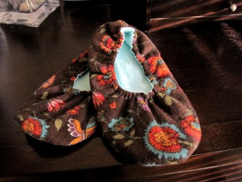 One of my great Christmas gifts: slippers made by my mom