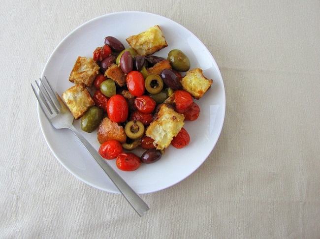 Roasted Tomato and Olive Bread Salad