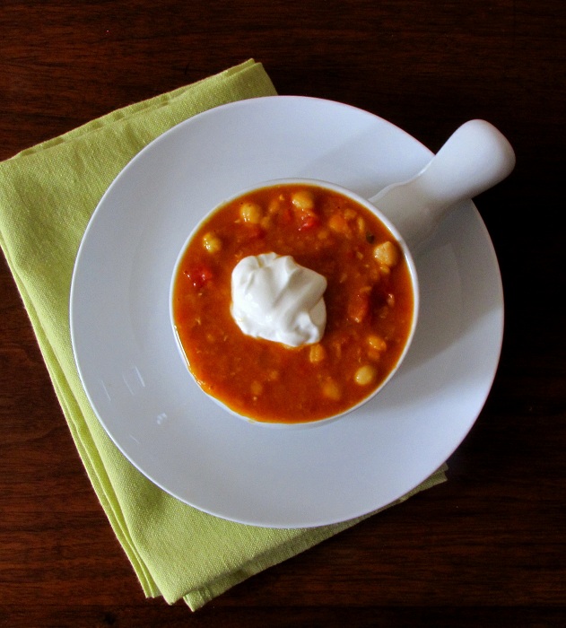 Red Lentil, Chickpea and Tomato Soup with Smoked Paprika