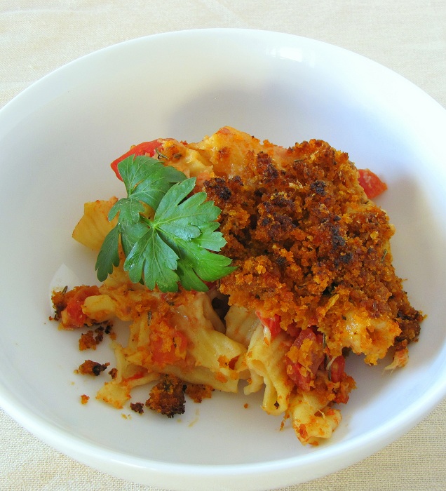No-Boil Pasta Bake with Cheesy, Basil, Sun-Dried Tomato Topping (Amazing)
