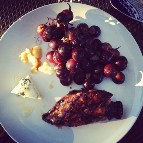 Honey-Glazed Chicken with Roasted Grapes and Blue Cheese